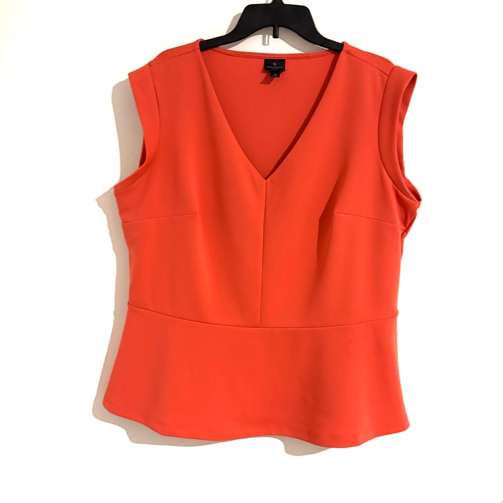 Worthington Blouse Women Size 1X Cancun Coral Cap-Sleeve V-Neck Sleeveless Top